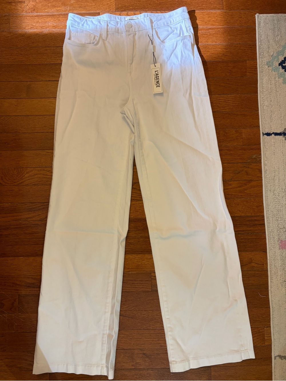 🤍 NWT L’AGENCE Clayton White High-Rise Wide Leg Jeans Size 31
